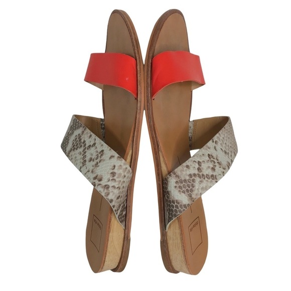 Dolce Vita Paci Snake Print Bright Orange Wedge Sandals SIZE 10 - Picture 8 of 11